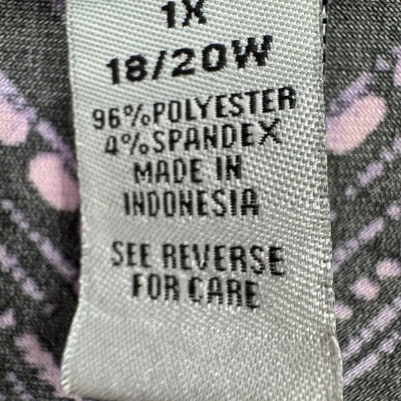 Catherines Black & Purple Chevron Tunic Top 1X 18/20 V-Neck 3/4 Sleeve Stretch P - Picture 5 of 7